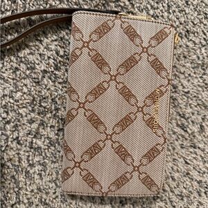 Michael Kors Chain-Link Monogram Double-Zip Wristlet